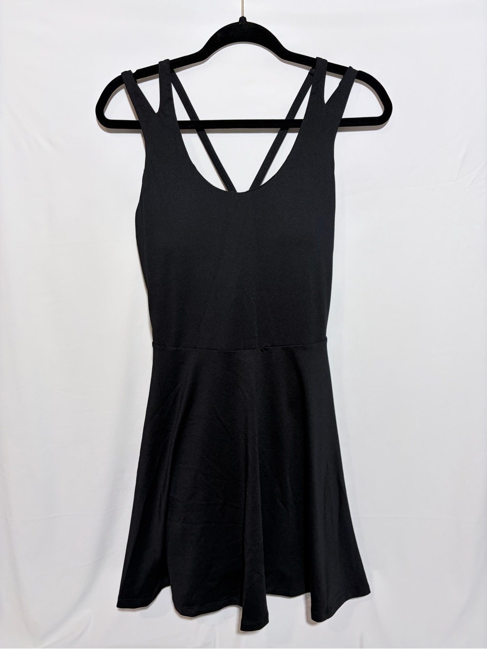 NWT Fabletics Dress Black- Athletic- Built in shorts- Built in bra- size L